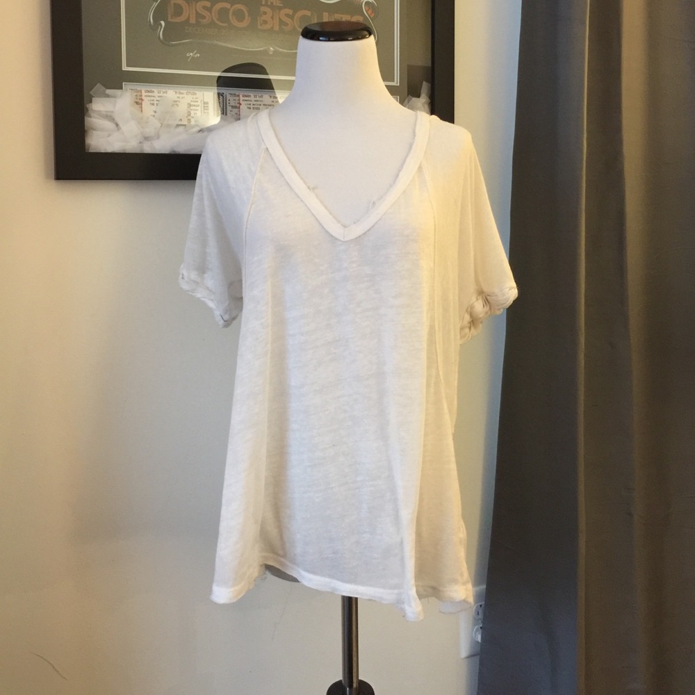 Free People Rolled White T-Shirt
